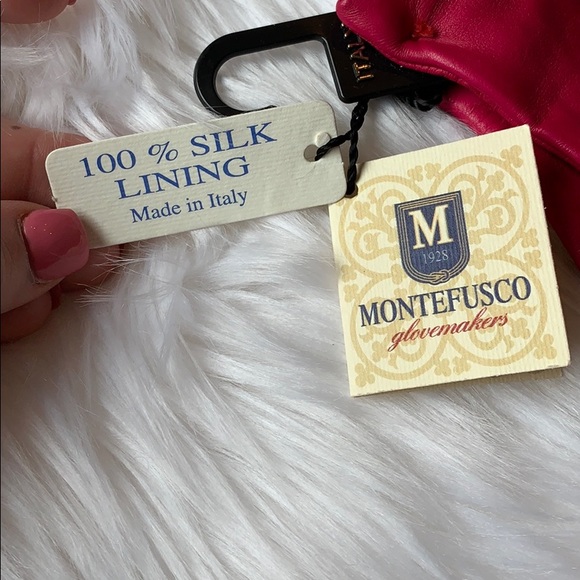 Long Fuschia Pink Kid Leather Gloves silk lined - Picture 2 of 5